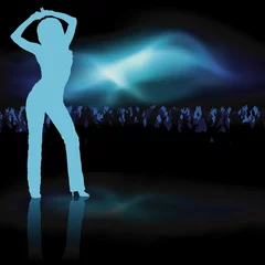 Foto op Plexiglas Dancing Girl - dancing girl silhouette, Background illustration © Roman Dekan