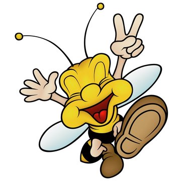 Happy Smiling Wasp - colored cartoon illustration