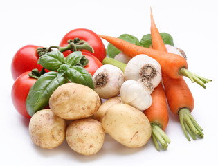 Group of fresh vegetables on white background