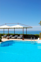Swimming pool at luxury hotel, Crete, Greece