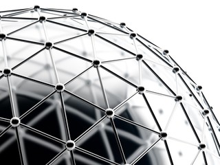 silver spheres connected with tubes