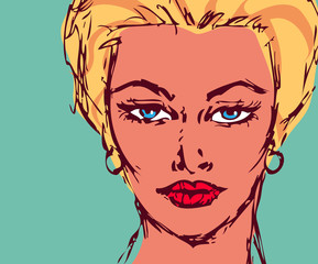 Woman portrait pinup retro card