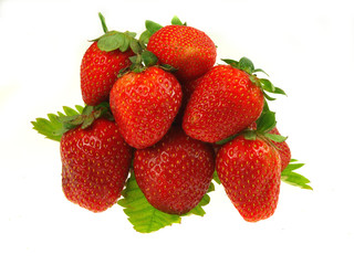 Strawberries on white background