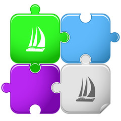 Yacht. Vector puzzle.