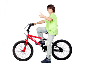 Fototapeta na wymiar Funny child practicing bike