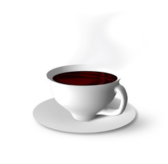The cup of hot coffee