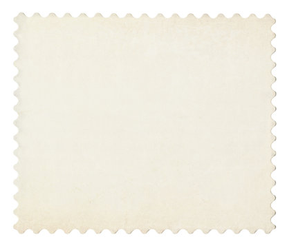 Blank post aged stamp isolated on white. Scanned, With clipping