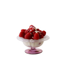 Fresh Raspberries & Cream in Milk-Glass Dish