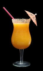 A papaya smoothie in cocktail glass (Selective Focus, Isolated)