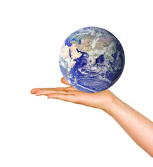 Hand with planet earth