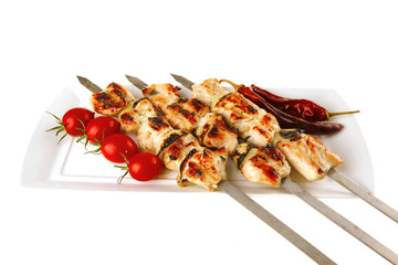chicken shish kebab with vegetables