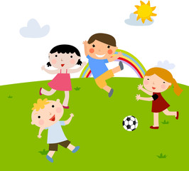 Summer kids playing football