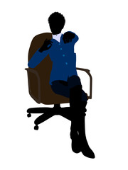 African American Female Sitting On An Office Chair Executive Silhouette
