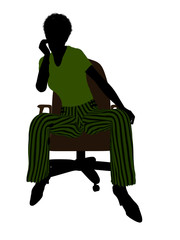 African American Executive Sitting On An Office Chair Silhouette