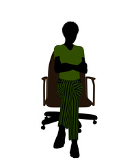 African American Executive Sitting On An Office Chair Silhouette