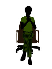 African American Executive Sitting On An Office Chair Silhouette