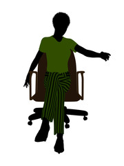 African American Executive Sitting On An Office Chair Silhouette