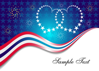 Patriotic Background with Interlocked Hearts of Stars
