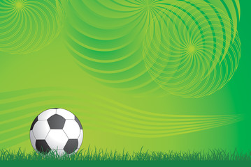 Soccer ball and green design background