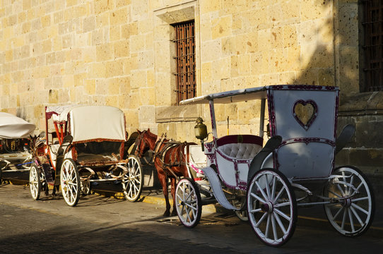 Horse Drawn Carriages In Guadalajara, Jalisco, Mexico