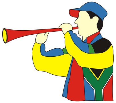 football fan noisemaker with vuvuzela in South Africa