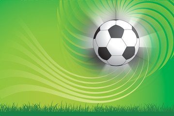 Soccer ball and green design background