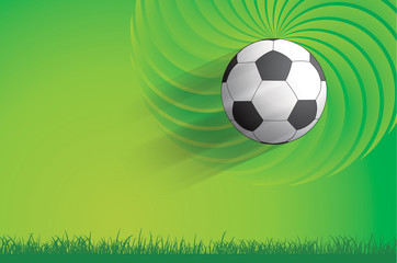 Soccer ball and green design background