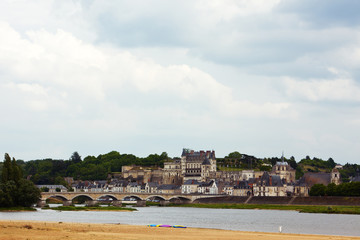 Fototapeta na wymiar Amboise castle and village on the river Loire