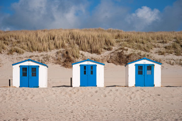 Strandhütten auf Texel - obrazy, fototapety, plakaty