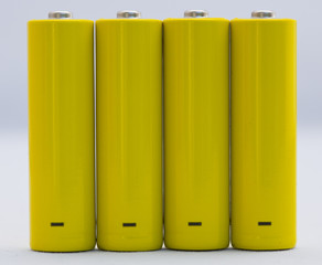 yellow small battery with positive and negative signs