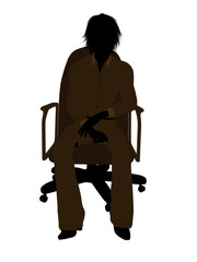 Female Executive Sitting On An Office Chair Illustration Silhouette