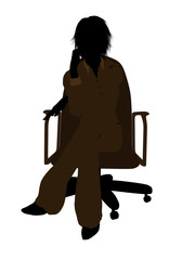 Female Executive Sitting On An Office Chair Illustration Silhouette
