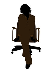 Female Executive Sitting On An Office Chair Illustration Silhouette