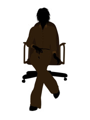 Female Executive Sitting On An Office Chair Illustration Silhouette