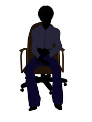 Female Executive Sitting On An Office Chair Illustration Silhouette