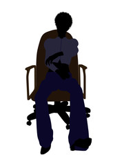 Female Executive Sitting On An Office Chair Illustration Silhouette