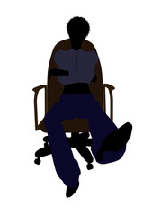 Female Executive Sitting On An Office Chair Illustration Silhouette