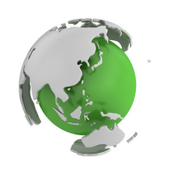 Abstract green globe, Asia