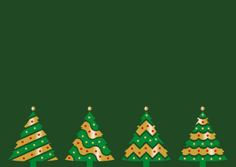 tarjeta 4 árboles de navidad verde