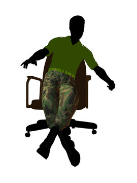 recommend clip art: Male Soldier Sitting On An Office Chair Illustration Silhouette