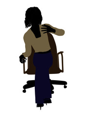 Female Executive Sitting On An Office Chair Illustration Silhouette