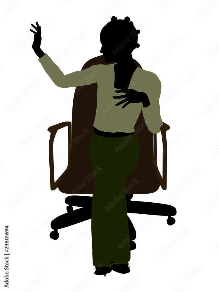 Wall mural African American Executive Sitting On An Office Chair Silhouette