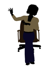 Female Executive Sitting On An Office Chair Illustration Silhouette