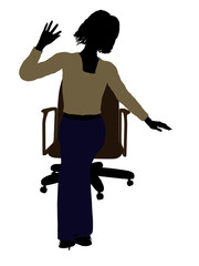 Female Executive Sitting On An Office Chair Illustration Silhouette