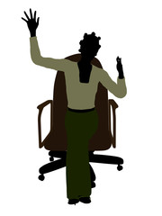 African American Executive Sitting On An Office Chair Silhouette