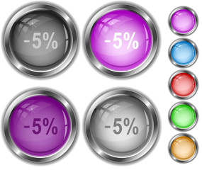 -5%. Vector internet buttons.