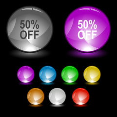 50% OFF. Vector interface element.