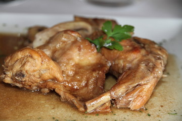 Rabbit in apricot sauce Spain
