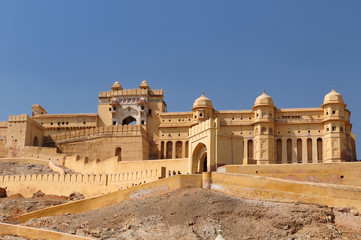 Beautifoul Amber Fort near Jaipur city in India. Rajasthan