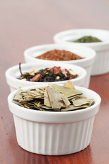 Tea collection - focus on ginkgo leaves